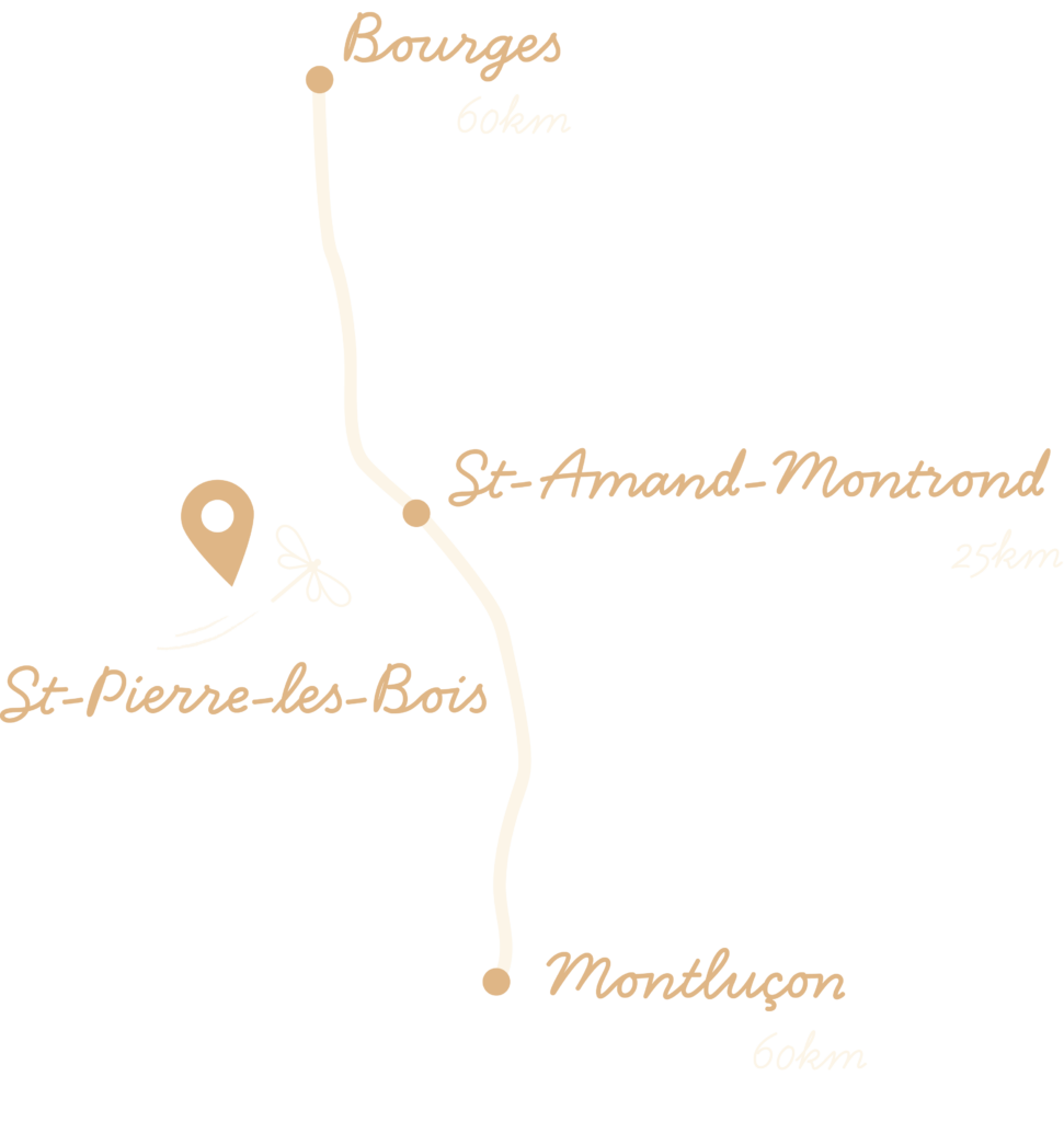 Plan pour localiser le cabinet à St-Pierre-les-Bois dans le Berry